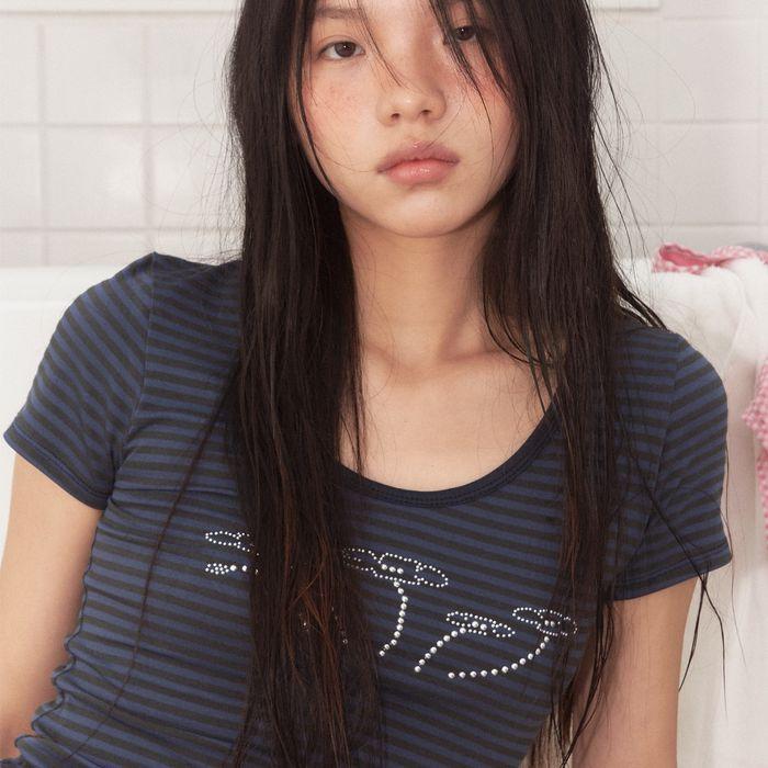 daisy dust stripe t-shirt_navy