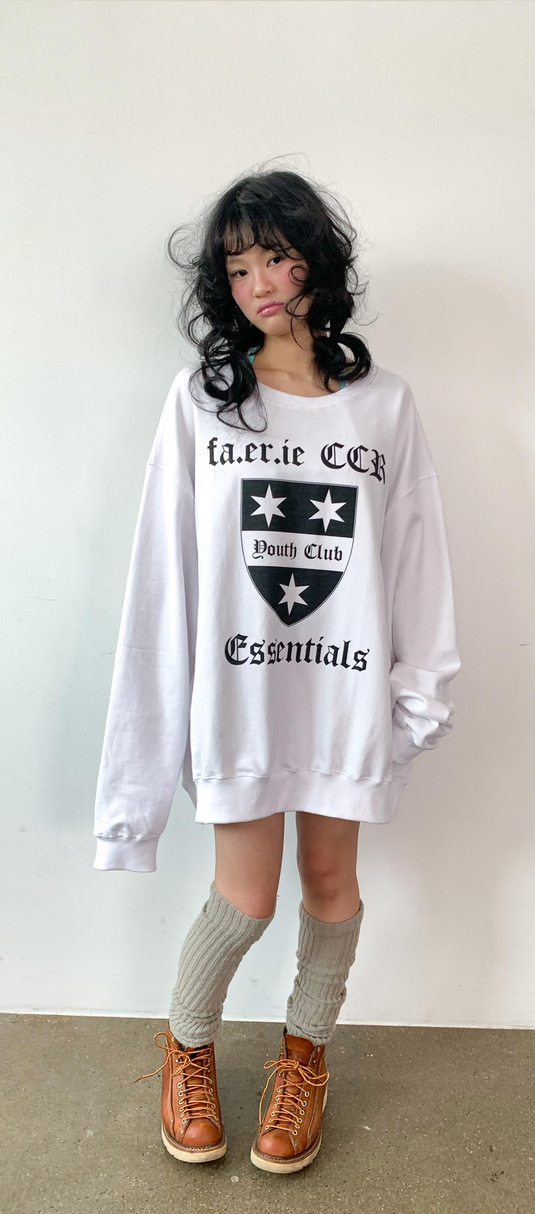 [F.E.E.S] oversized college sweat (white)