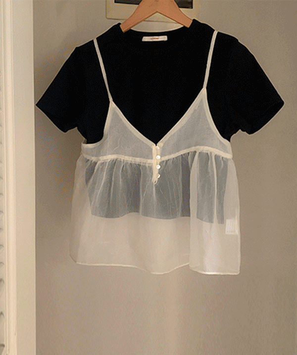 라비에 시스루 뷔스티에 블라우스 (3colors)