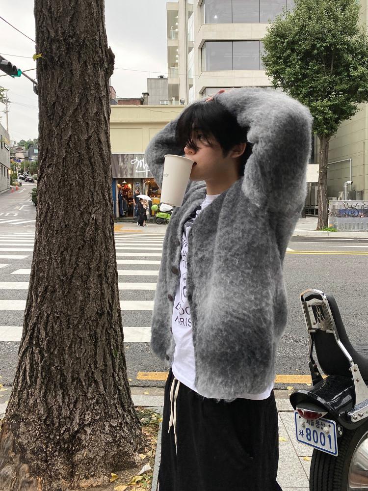 [무료반품 가능] 오버핏 브러쉬 모헤어 가디건