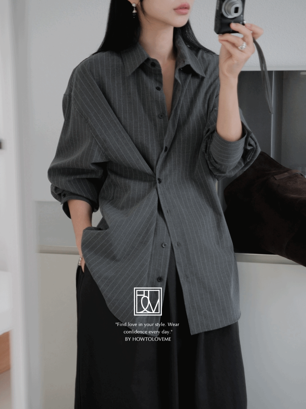 하우투러브미 [자체제작/1000장 판매]마레브 스트라이프 오버핏 랩 울 셔츠_Marev shirt