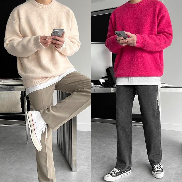 크레이지 비비드 오버핏 라운드 니트(5color)