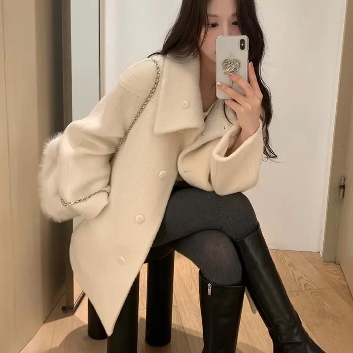 [6차 리오더] alpaca curve collar half coat_cream