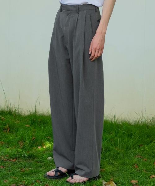 썸머 더블턱 와이드 슬랙스[그레이]