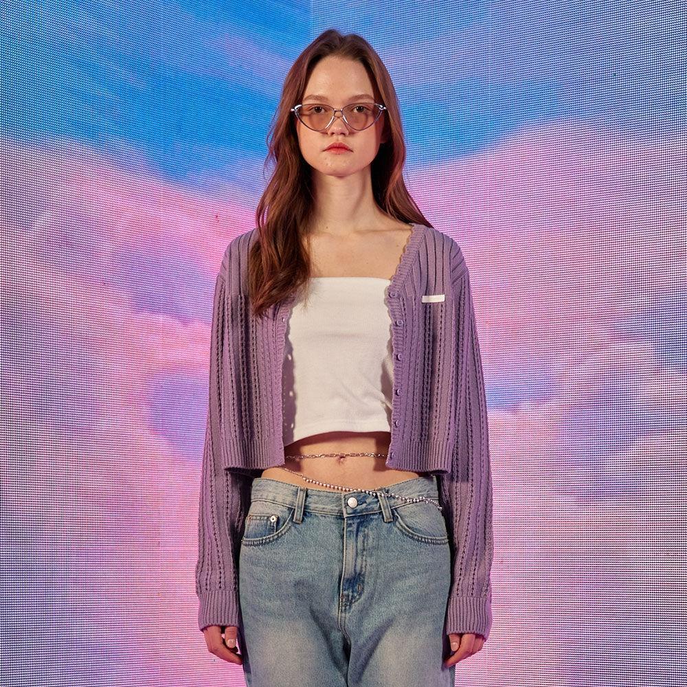 스카시브이넥가디건 PUNCHING V-NECK CARDIGAN