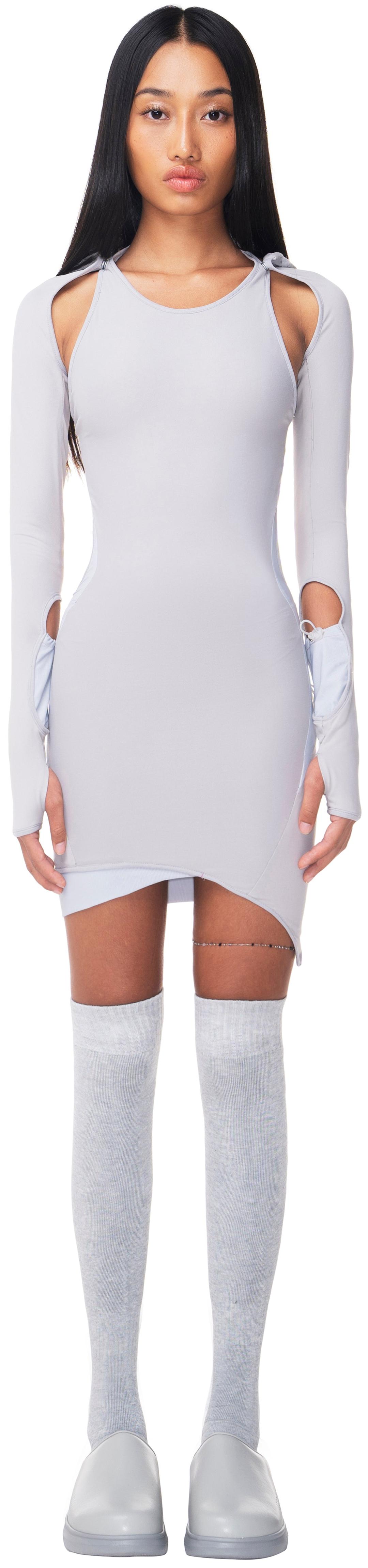 MINI DRESS DETACHABLE SLEEVES - LIGHT GRAY / 1