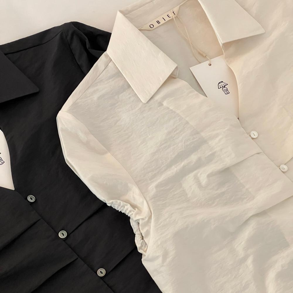 sale 당일발송 / 오브제 objet . 로제 블라우스 (여름 2030여성 주름 카라 블라우스 데일리룩 캠퍼스룩 모던 출근룩)