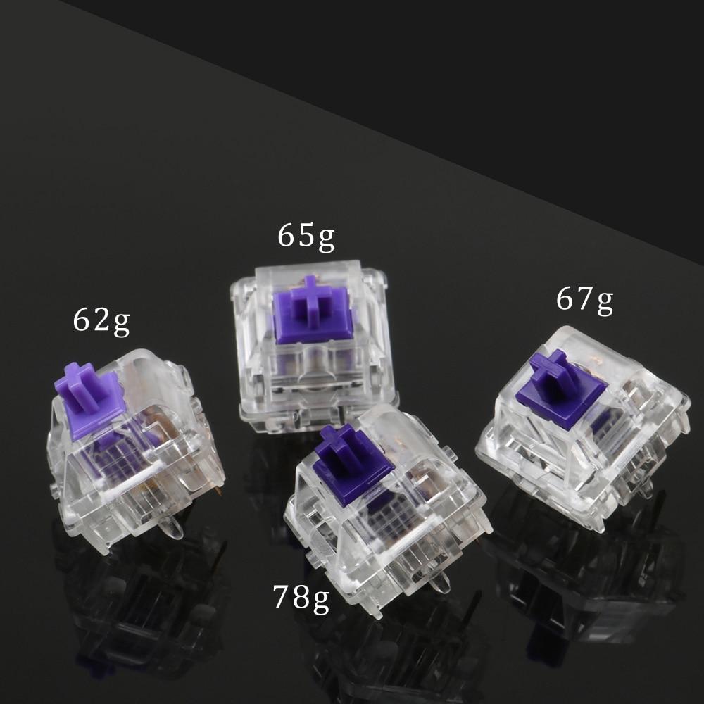 DUROCK MX 클리어 Zealio V2 용 기계식 키보드 스위치, 금도금 용수철 퍼플, 미디엄 택타일 스위치, 65g