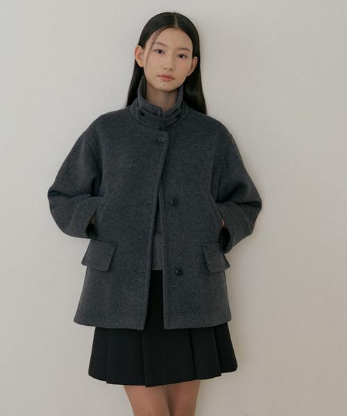 standard wool half coat-charoal