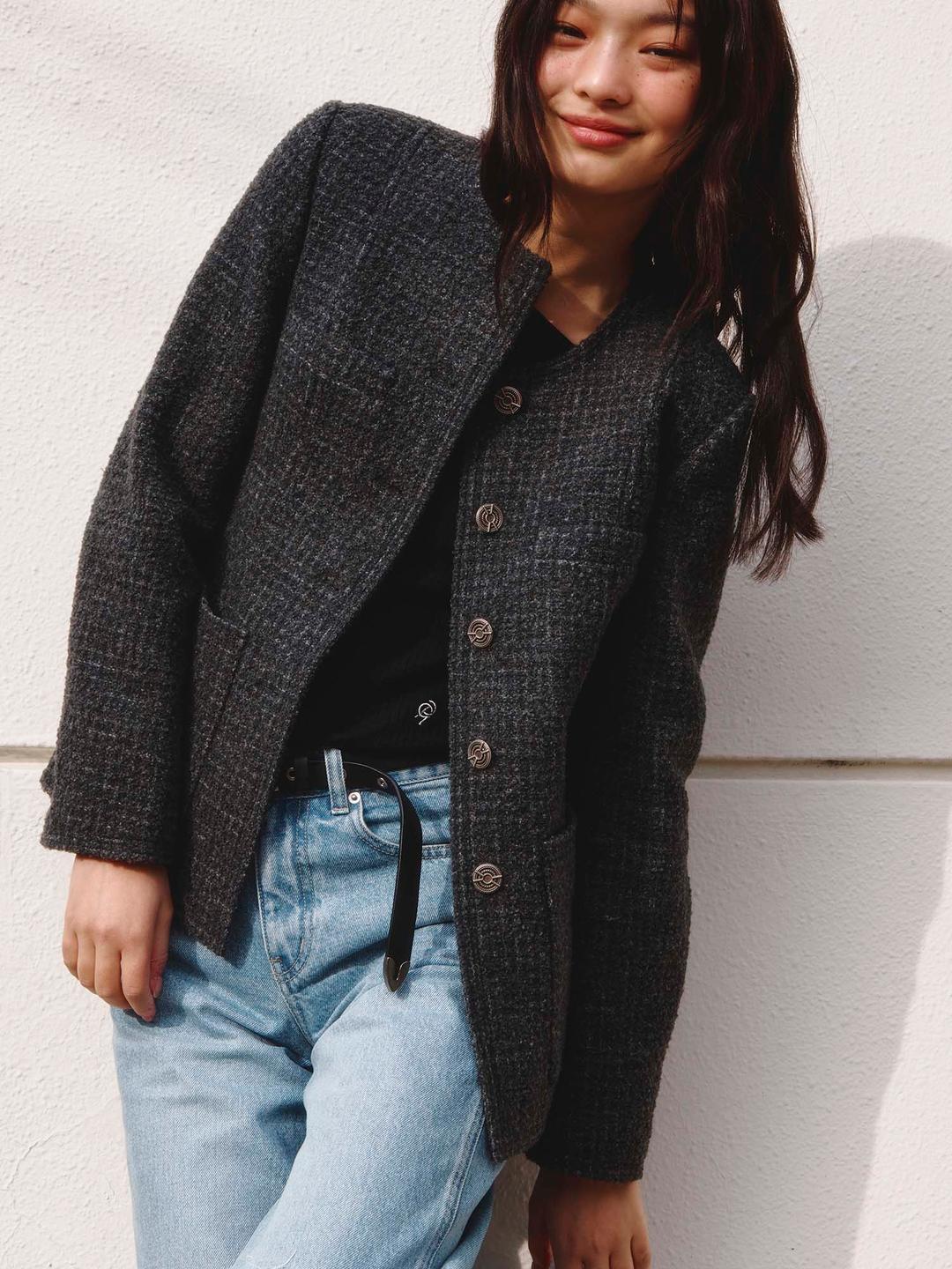 Tweed Midi Jacket - Ash