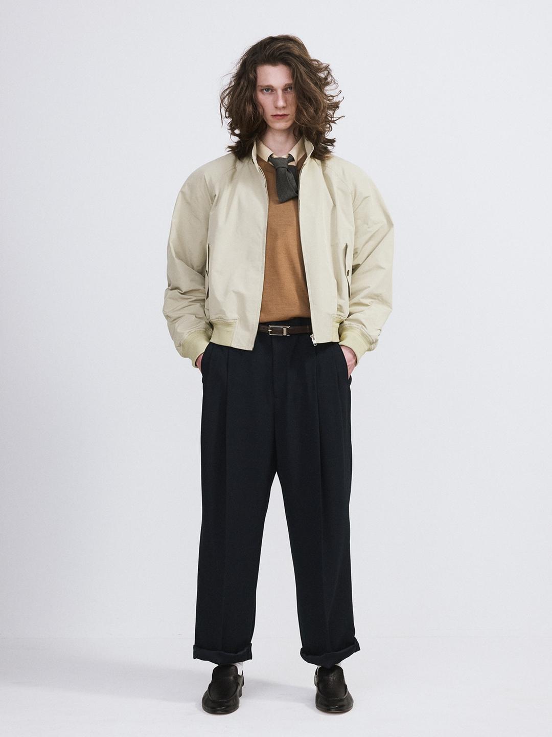 CROP HARRINGTON JUMPER (LIGHT KHAKI)