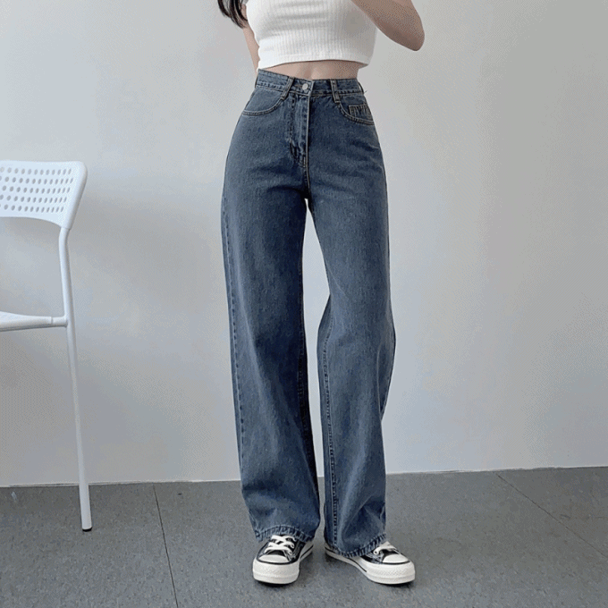 #얇은ver.추가#4만장돌파[ 반해버린색감/그레이,진청 ] 마릴 하이웨스트 와이드 일자 청바지