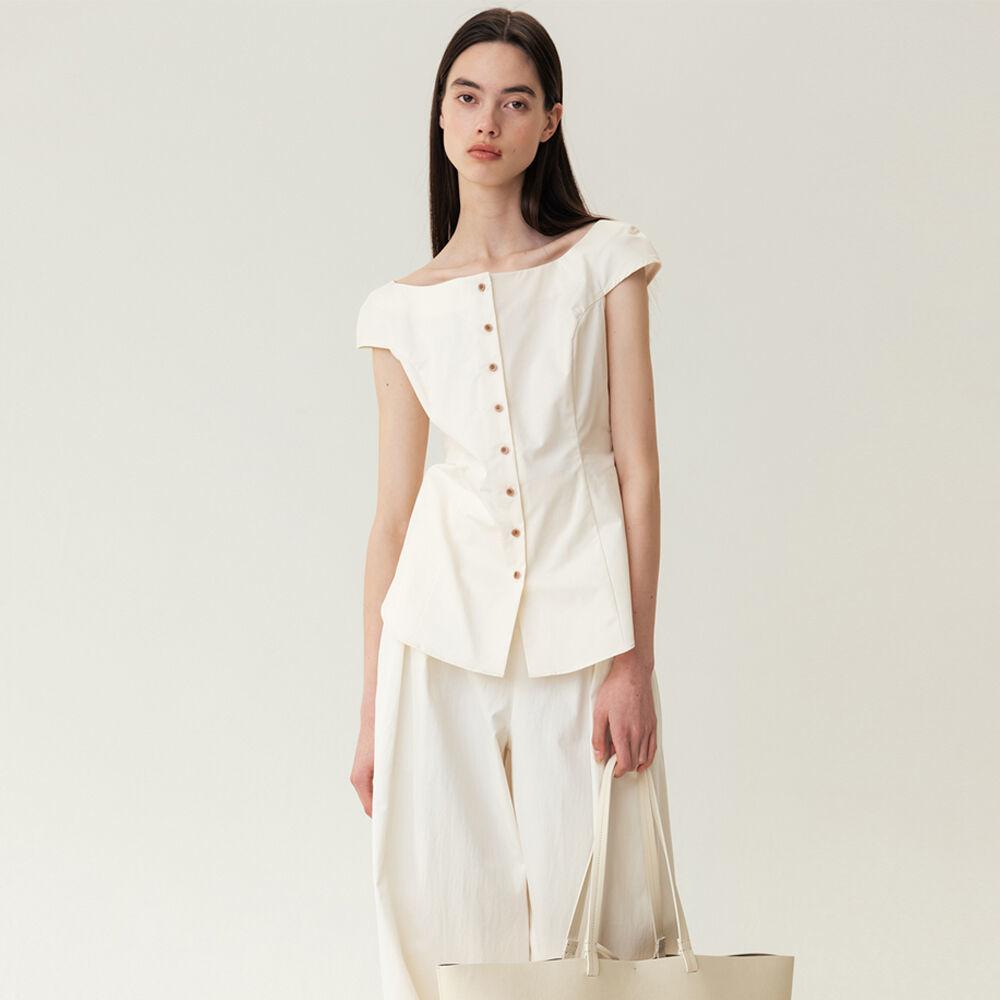 RESORT23 Boat-Neck Blouse Cream