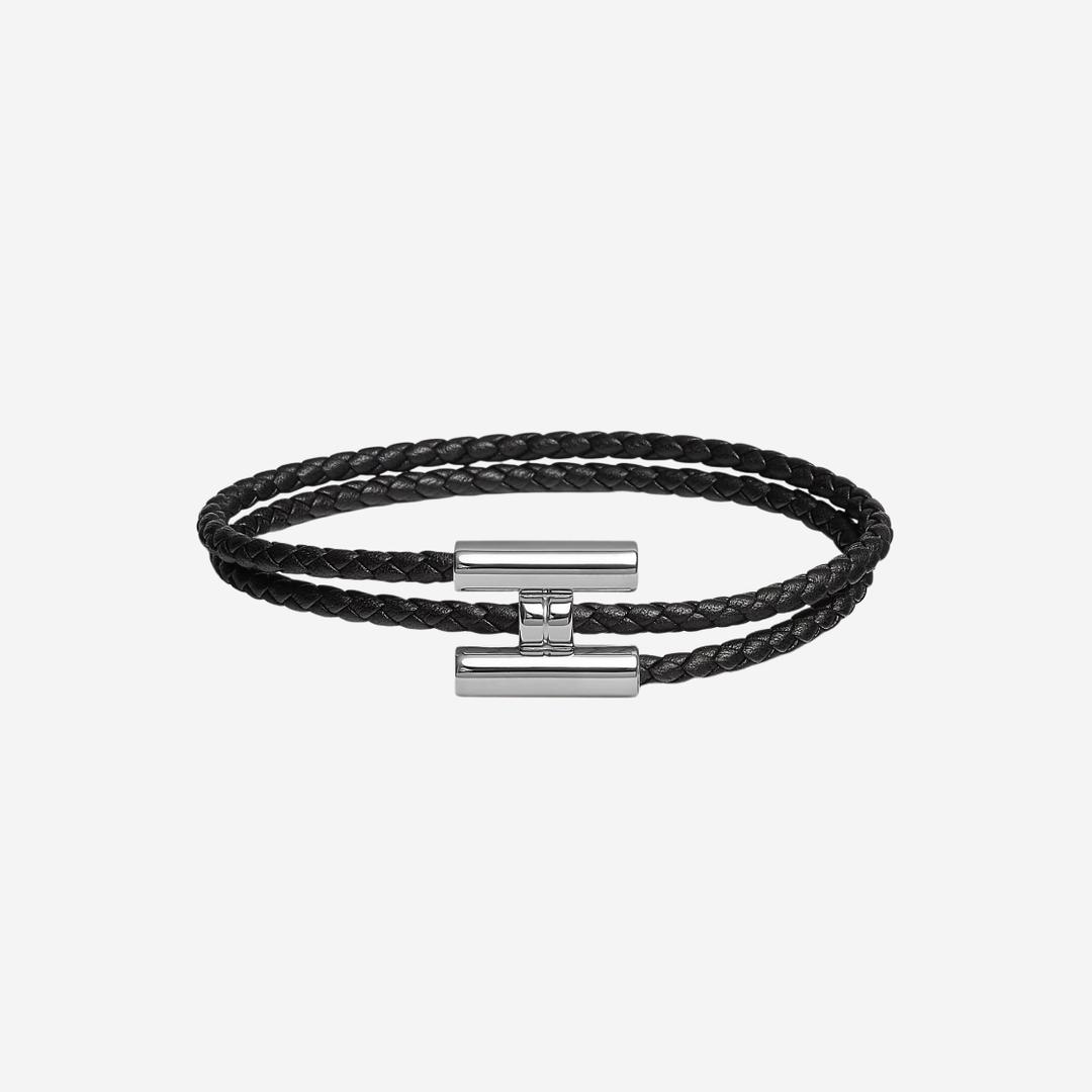 Hermes Tournis Tresse Bracelet Swift Calfskin Palladium & Noir