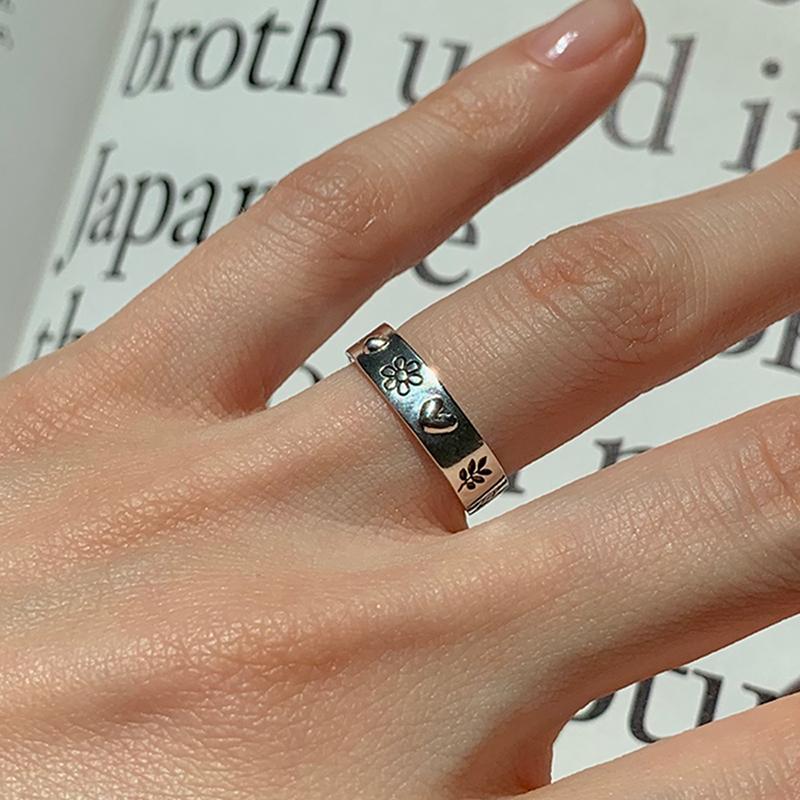 Plant heart ring 각인 꽃 하트 반지