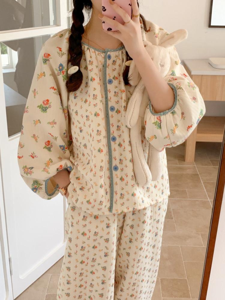 러블리 플라워 누빔잠옷 수면잠옷 파자마파티 홈웨어