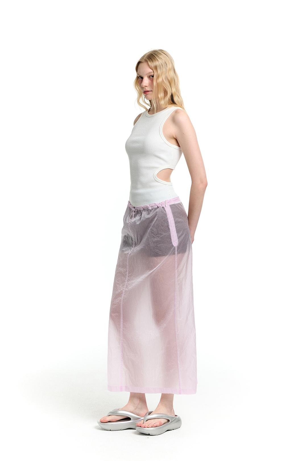 BACK HOLE RIBBED SLEEVELESS - IVORY