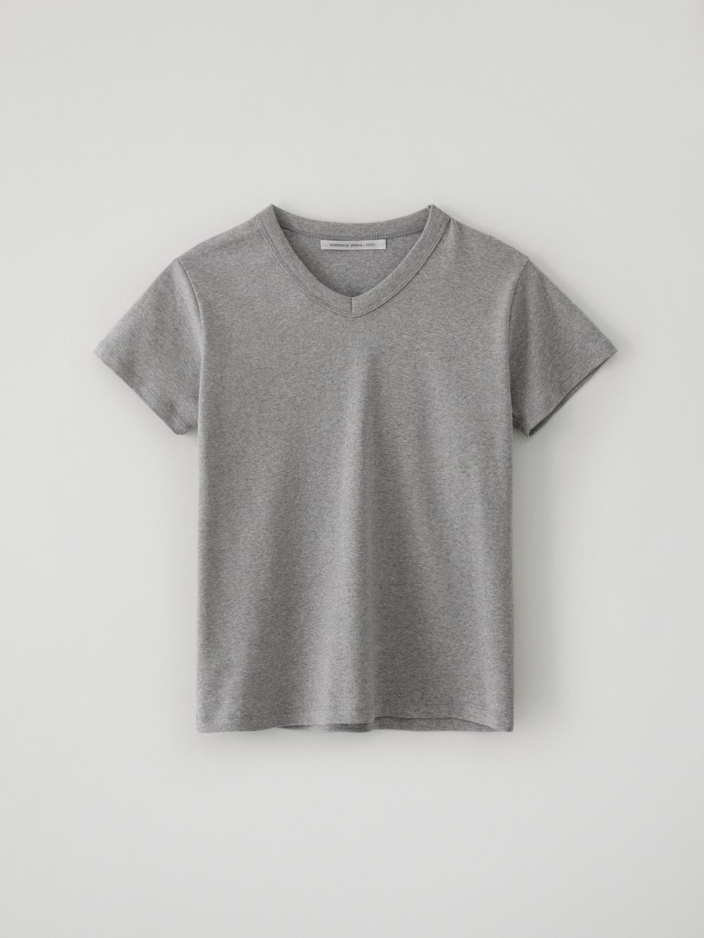 Essential V-neck Tee(Melange Gray)