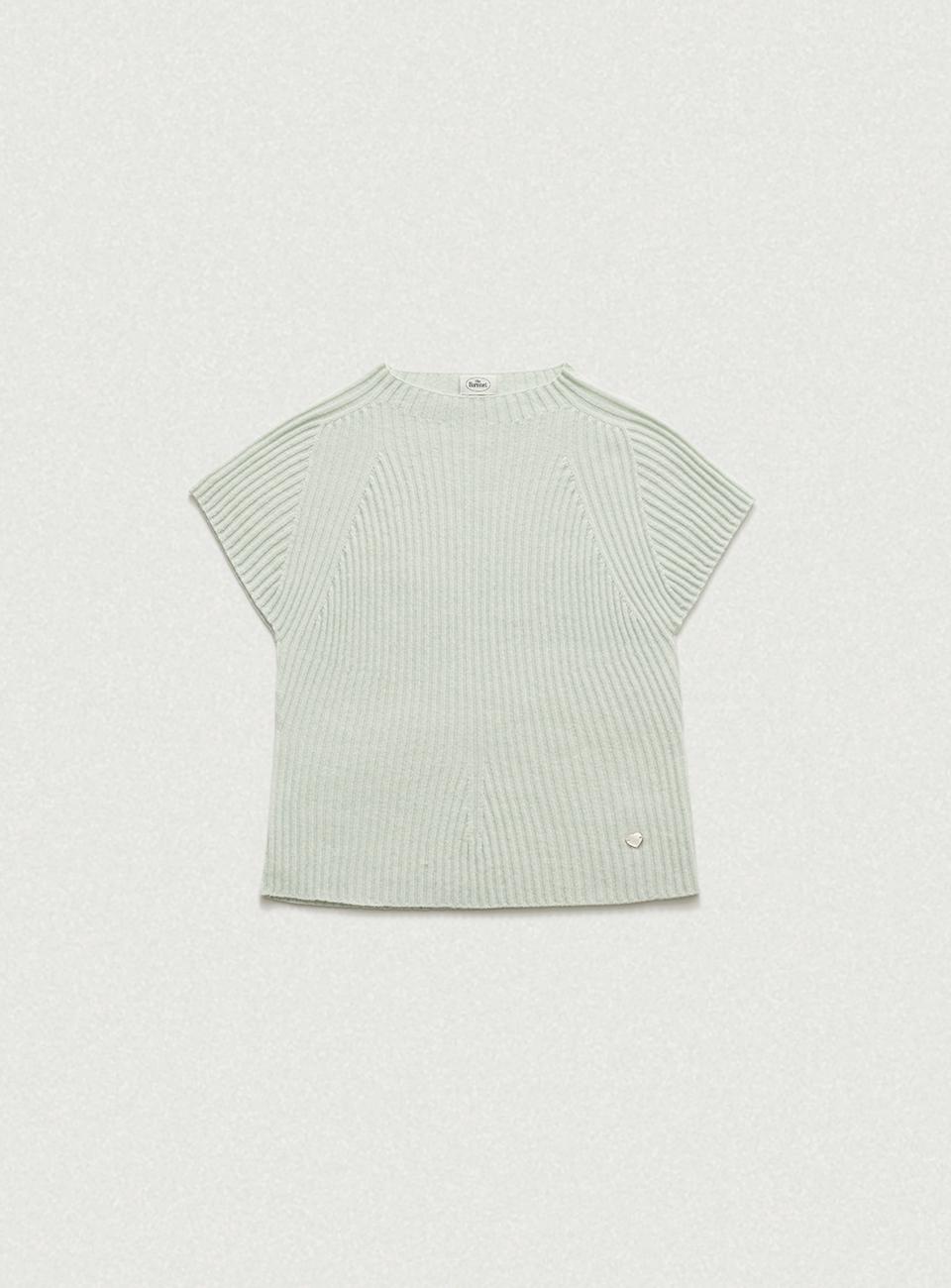 [3/17 14:00 KST OPEN] Mint Lotus Cap Sleeve Knit Top