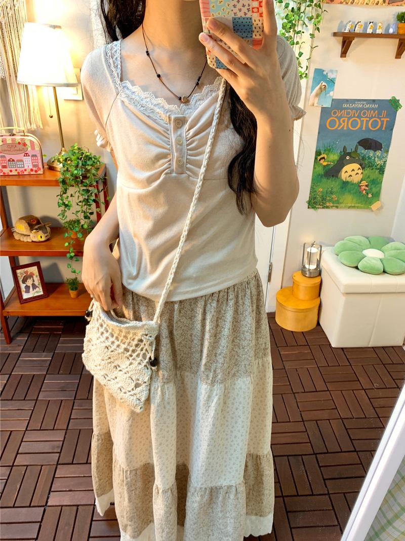 Memory lace puff T ( 4 color )