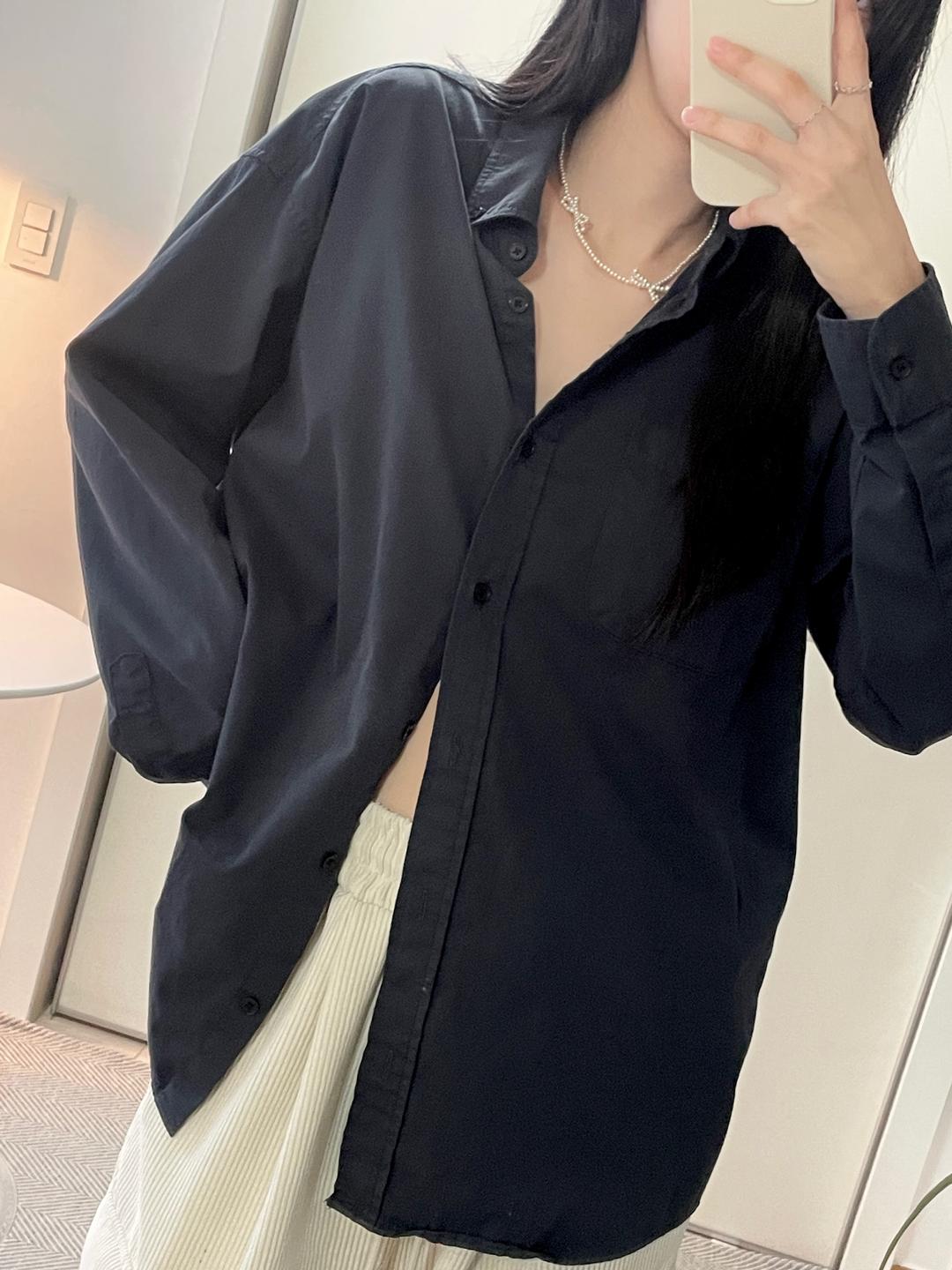 어텀 워싱 셔츠 (4 color) 봄 여름 베이직 루즈 카라 롱 무지 여리 통통 박시 큰 오버 핏 남방