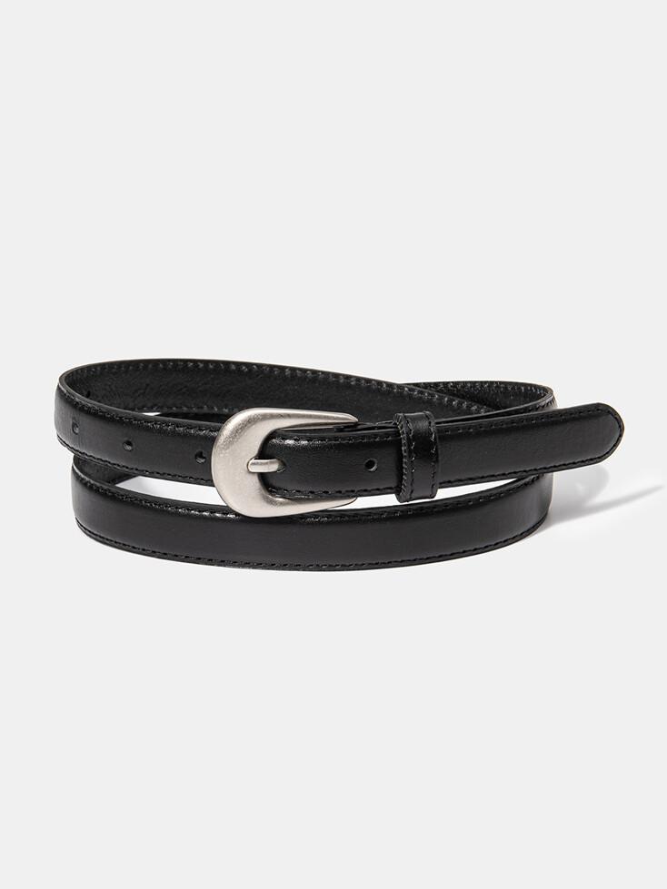 (W) simple western cowhide leather belt (T005_black)