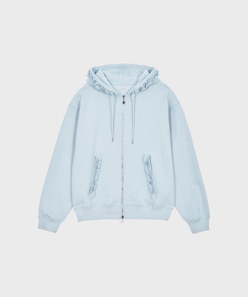 Frill Hoodie Zip-up (Light Blue)