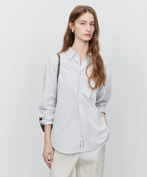 UNISEX OVERSIZED STRIPED SHIRT MISTYBLUE STRIPE_UDSH5A144B1