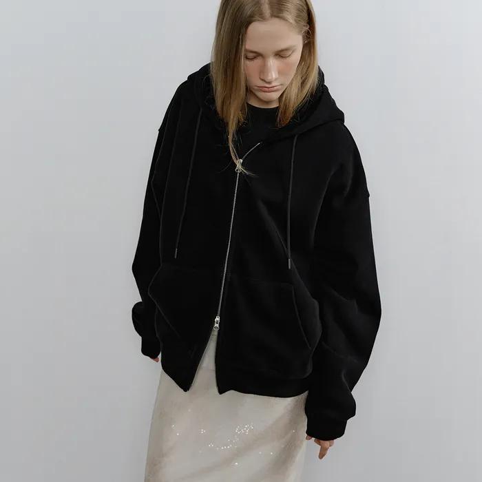 Soft Double Hoodie Zip-up_Black