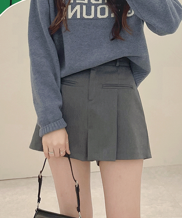 가을🍁 [FW원단] 엔토 포켓 핀턱 3부 팬츠 - 3color 주름 숏 플리츠 A라인 치마바지 정장 슬랙스 반바지