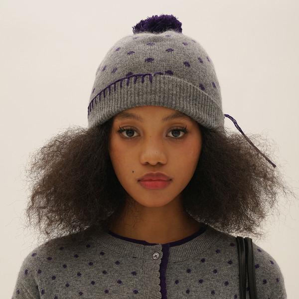 Moromoro Vintage Wave Penalty Ball Hand Sewn Wool Ribbed Knitted Hat