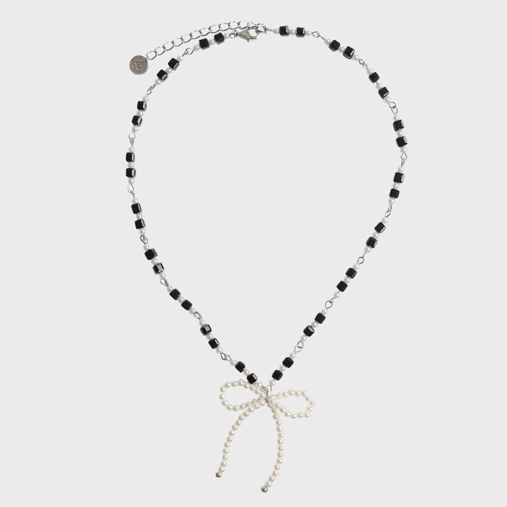 MIX BEADS BOW NECKLACE (A)