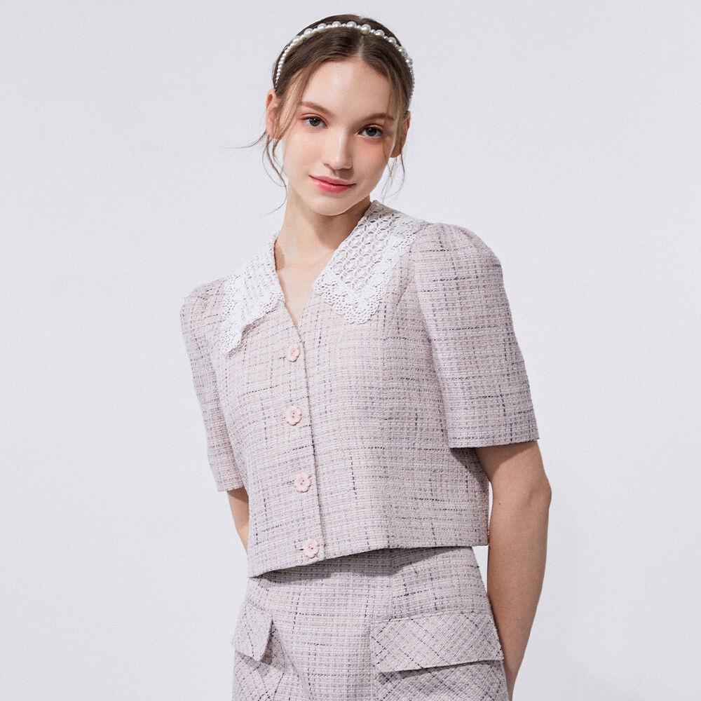 [뎁] Cropped Lace Collar Tweed Jacket_LP[DEAMA5003M]