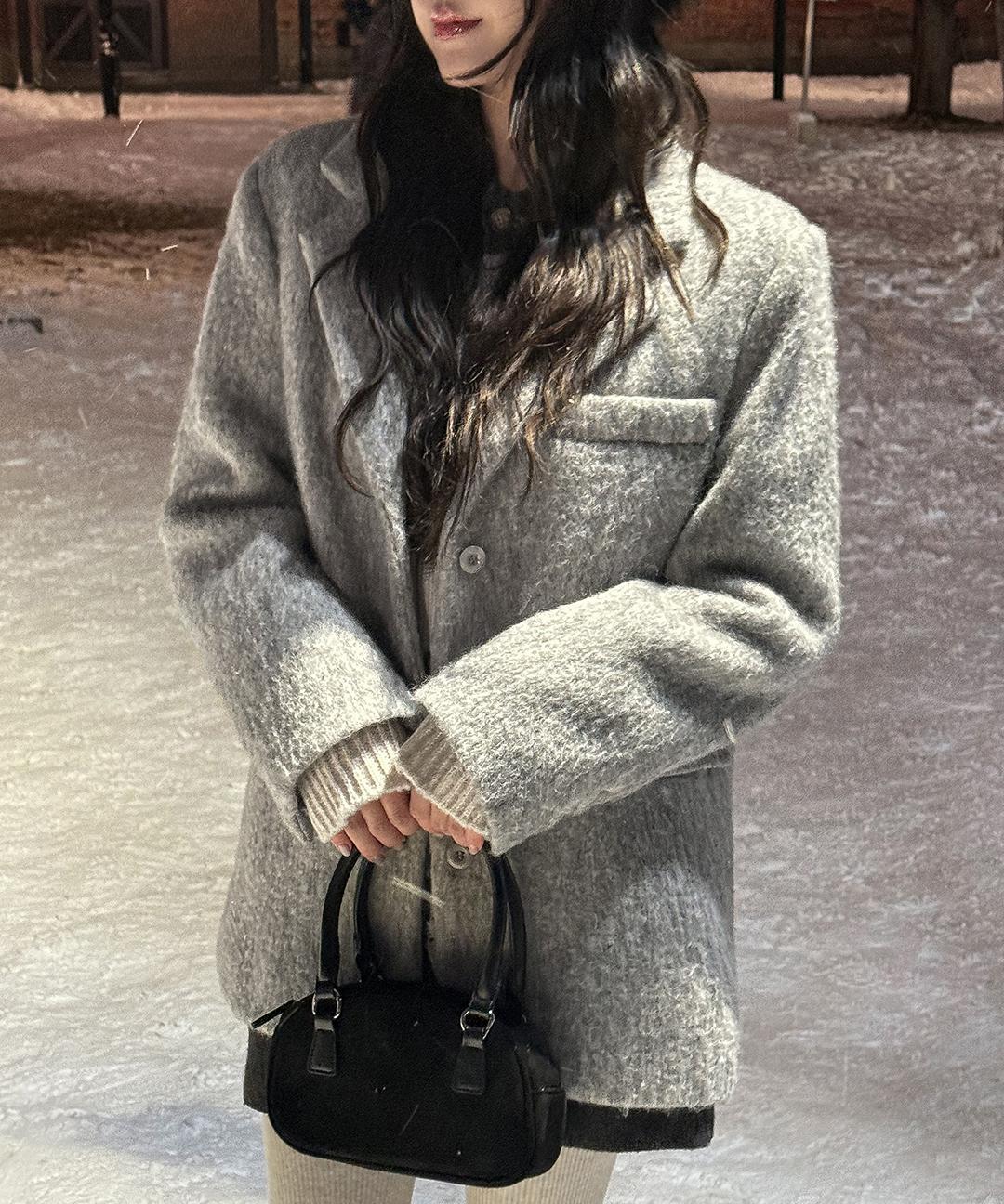 케이클럽 [MADE]민티 데일리 울 싱글 오버핏 자켓 (S-L/1천장돌파/하객룩/연말룩/출근룩/겨울아우터/겨울자켓/겨울출근룩/겨울하객룩)