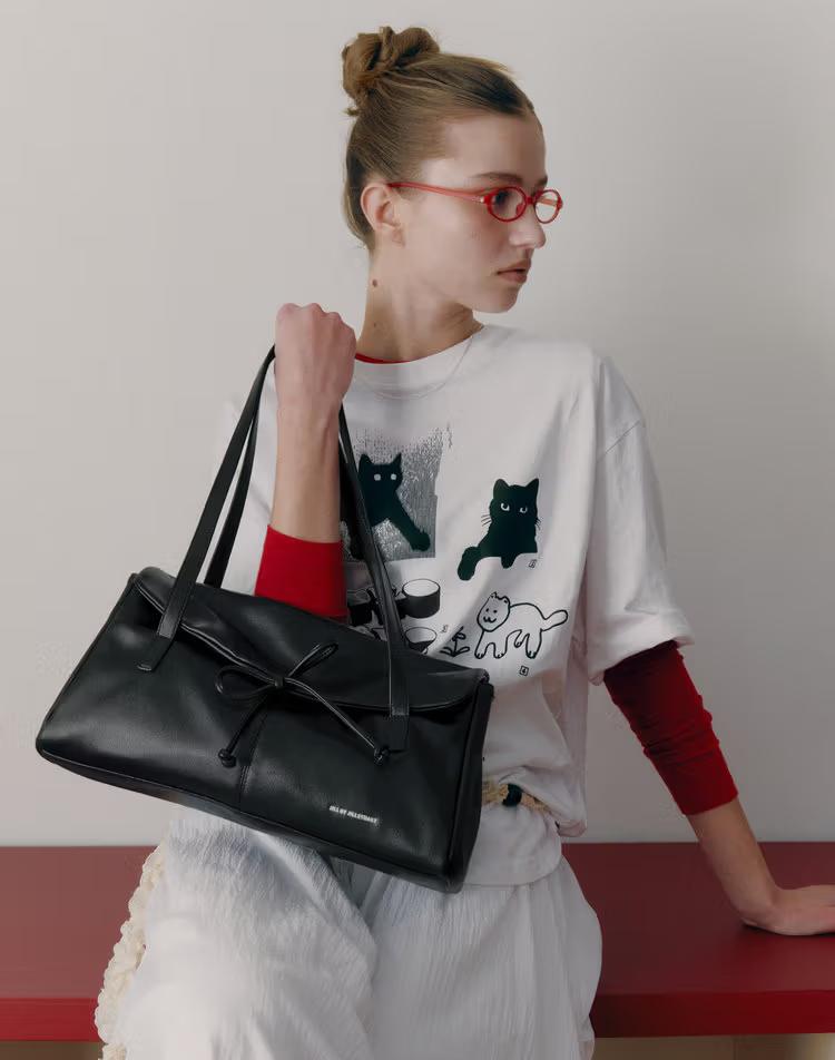 [완판재입고][벨라] 리본 숄더백_블랙