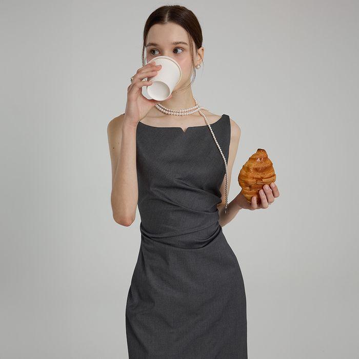 Diana Drape Sleeveless Dress(2color)
