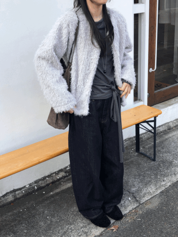 로이 퍼 가디건 (그레이)