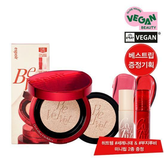 [한정기획/베스트립증정]에스쁘아 비벨벳 커버쿠션 뉴클래스 미니립 2종 기획세트(본품+리필+세레나데, 부지루비 2g)