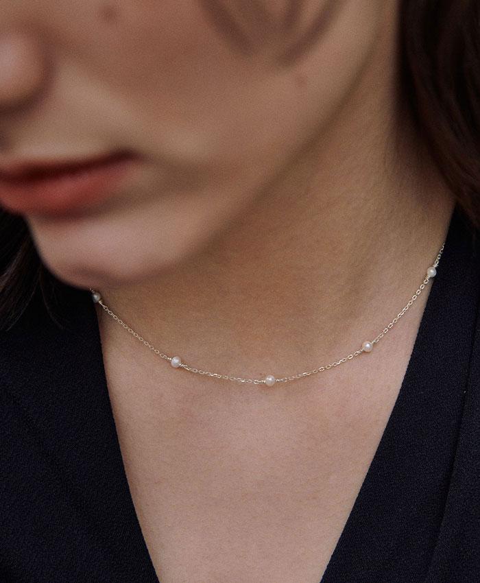 [5차 리오더][925 silver] Un.silver.179 / fleur pearl necklace