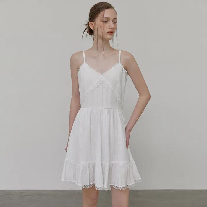 Slip Lace Mini Dress, White