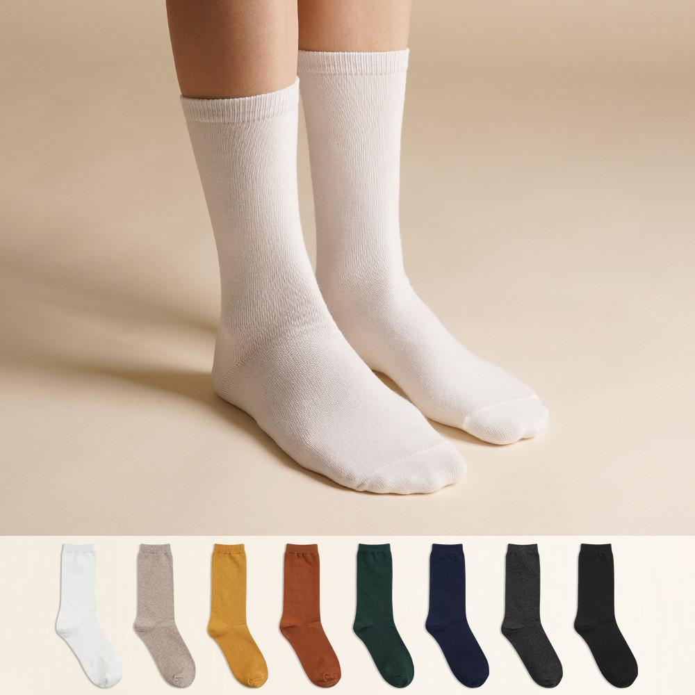 삭피엔스 20cm 톡톡한 여자 긴목 무지 양말 8켤레 세트