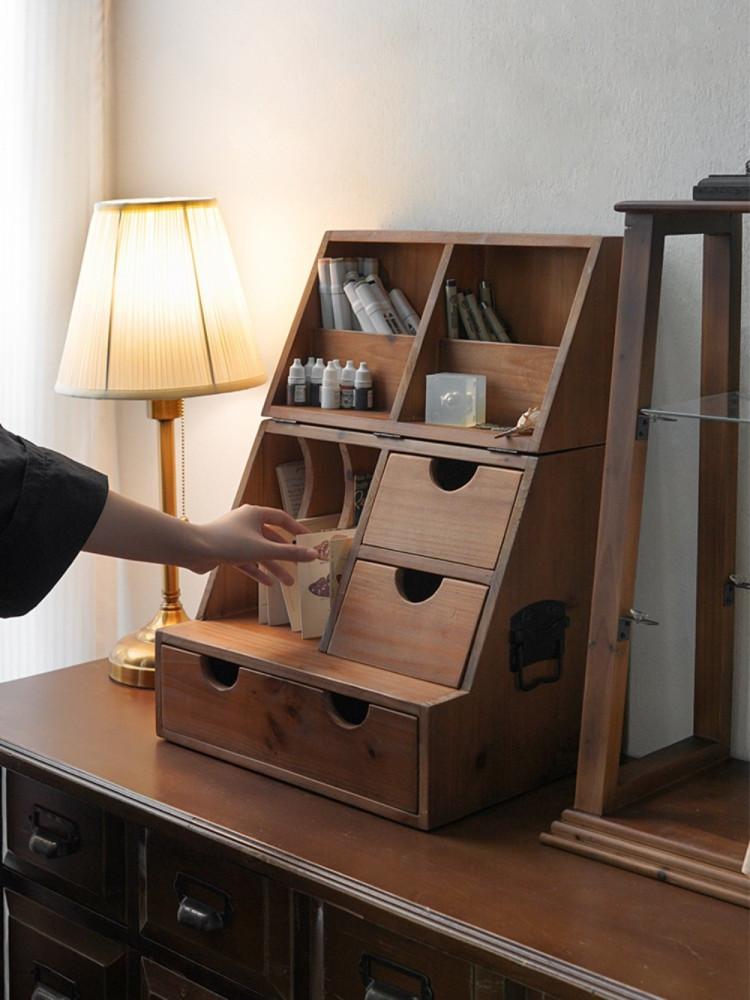 헤이유드 레트로 우드 접이식 보관함 캐비닛 테이블 정리함 수납장