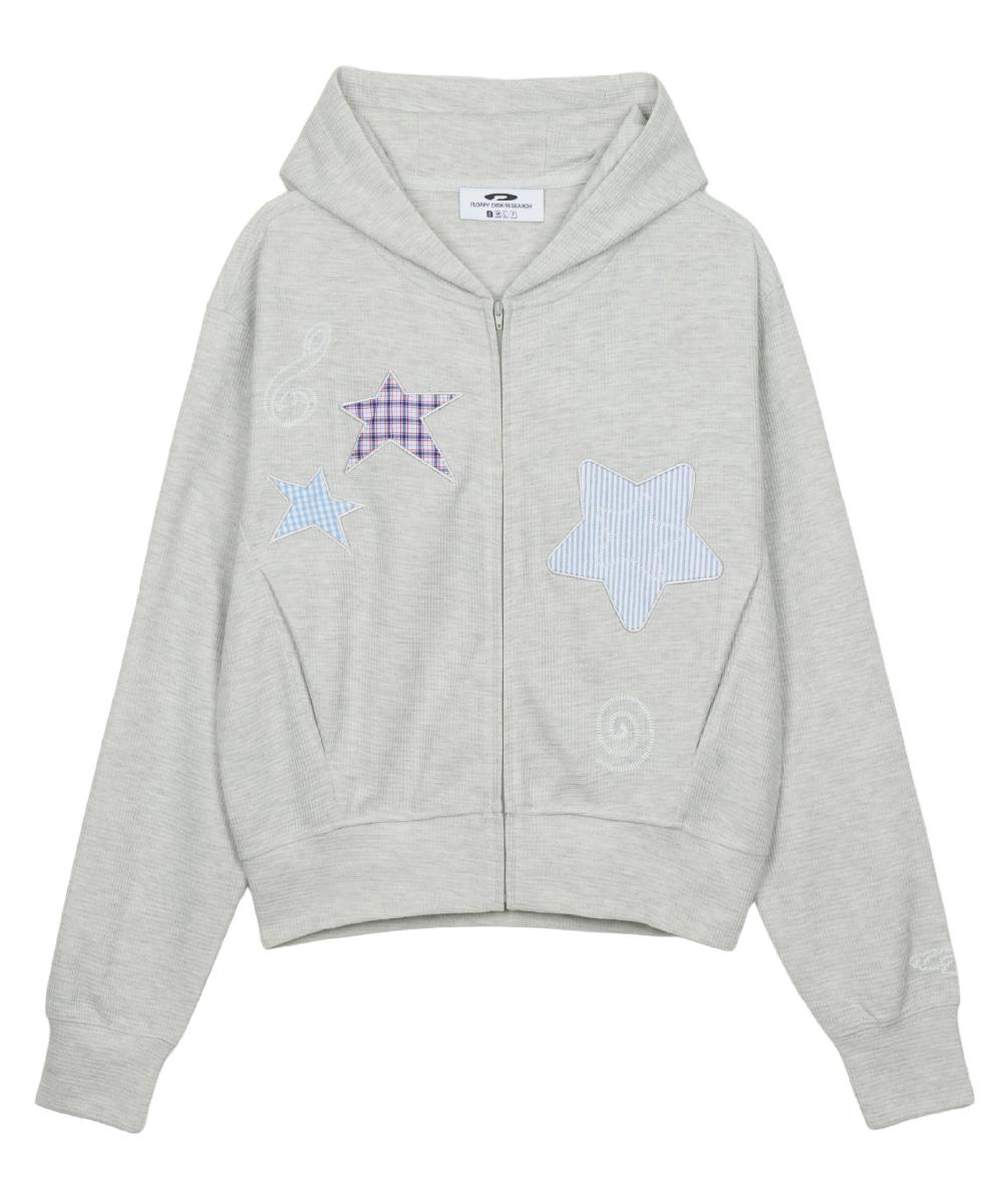 [FDR x HUHUEE] Waffle Applique Hood Zip-Up M.Gray_11/7 예약 배송