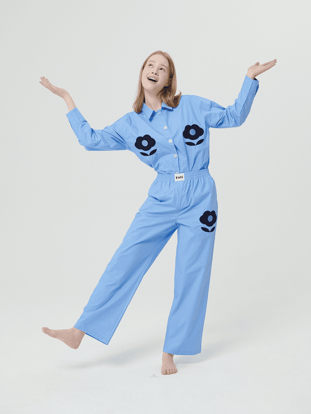 (W) Foli Garden PJ Set (2pcs), Blue