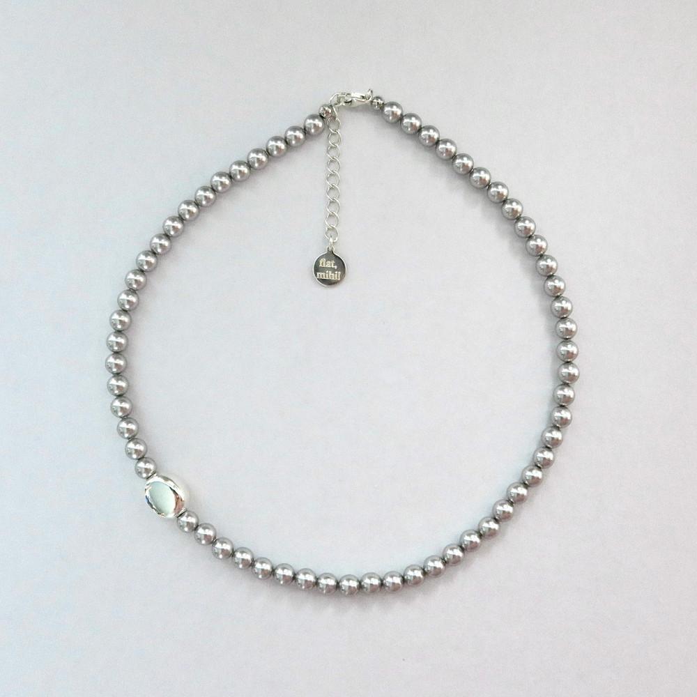 실버 그레이 진주 초커 Silver grey pearl choker
