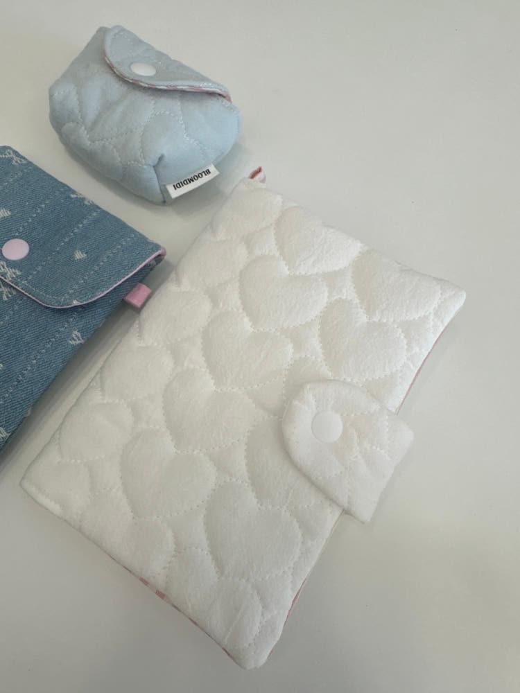 [블룸디디] 하트 퀼팅 화이트 북커버 다이어리커버