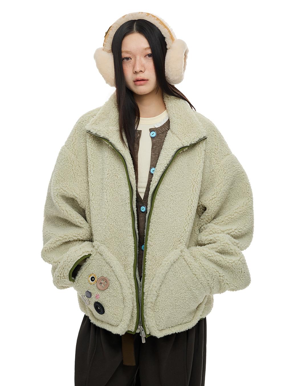 Button Hug Fleece Jacket (2color)