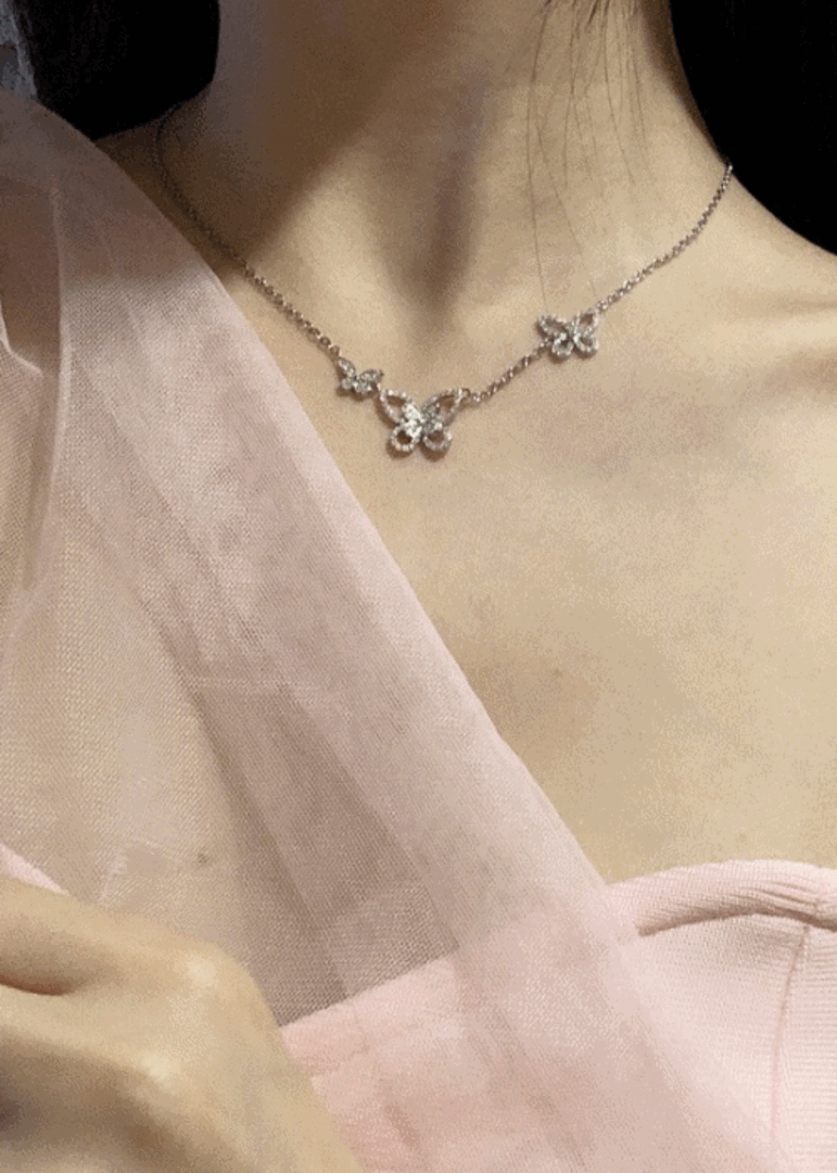 [highquality] 럭셔리 버터플라이 나비 올 파베세팅 목걸이 네크리스