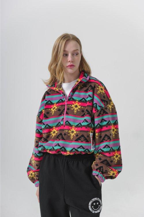 플리스 아노락 크롭  자켓 [핑크]