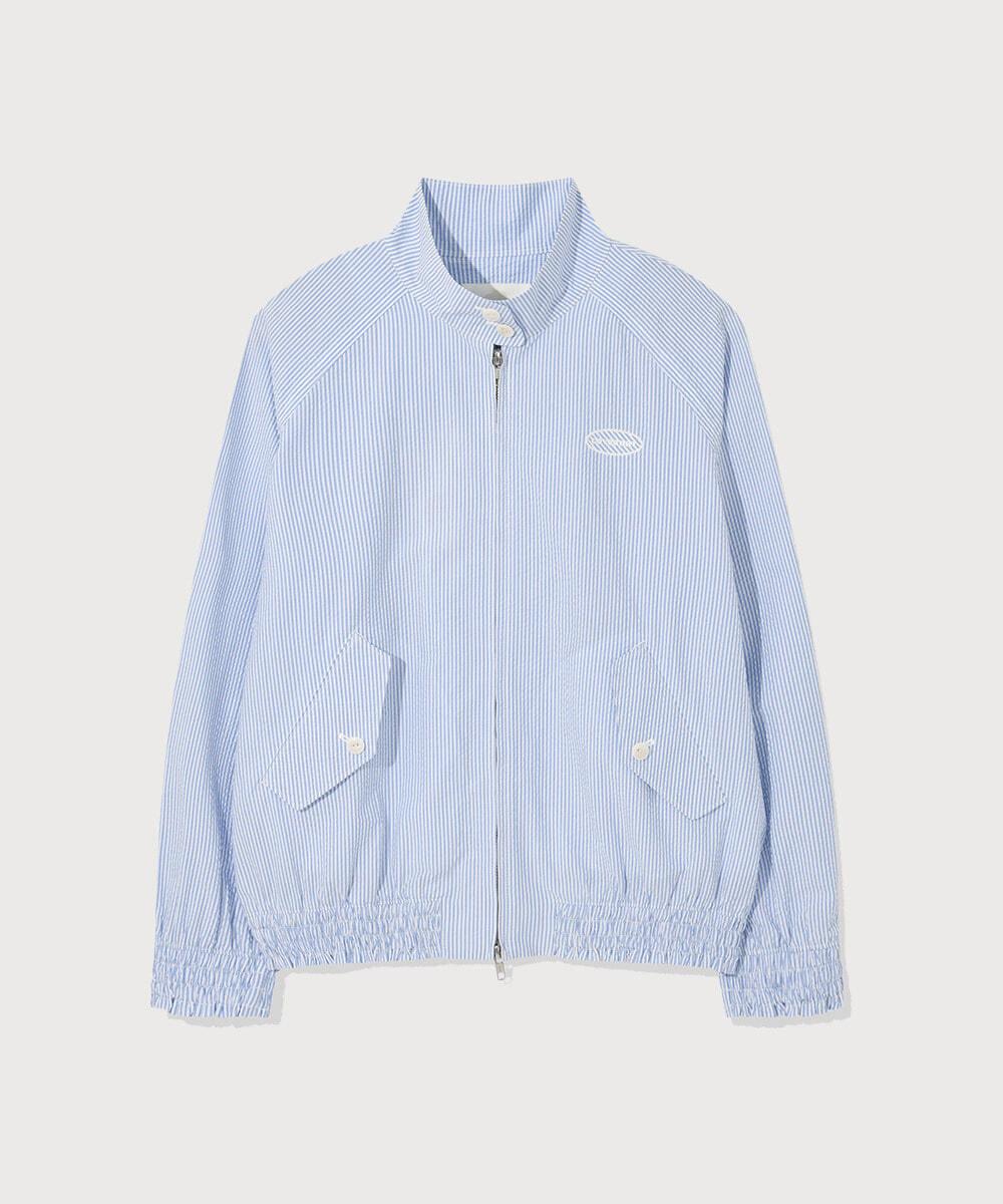 우먼 스트라이프 시어서커 블루종 자켓 Blue